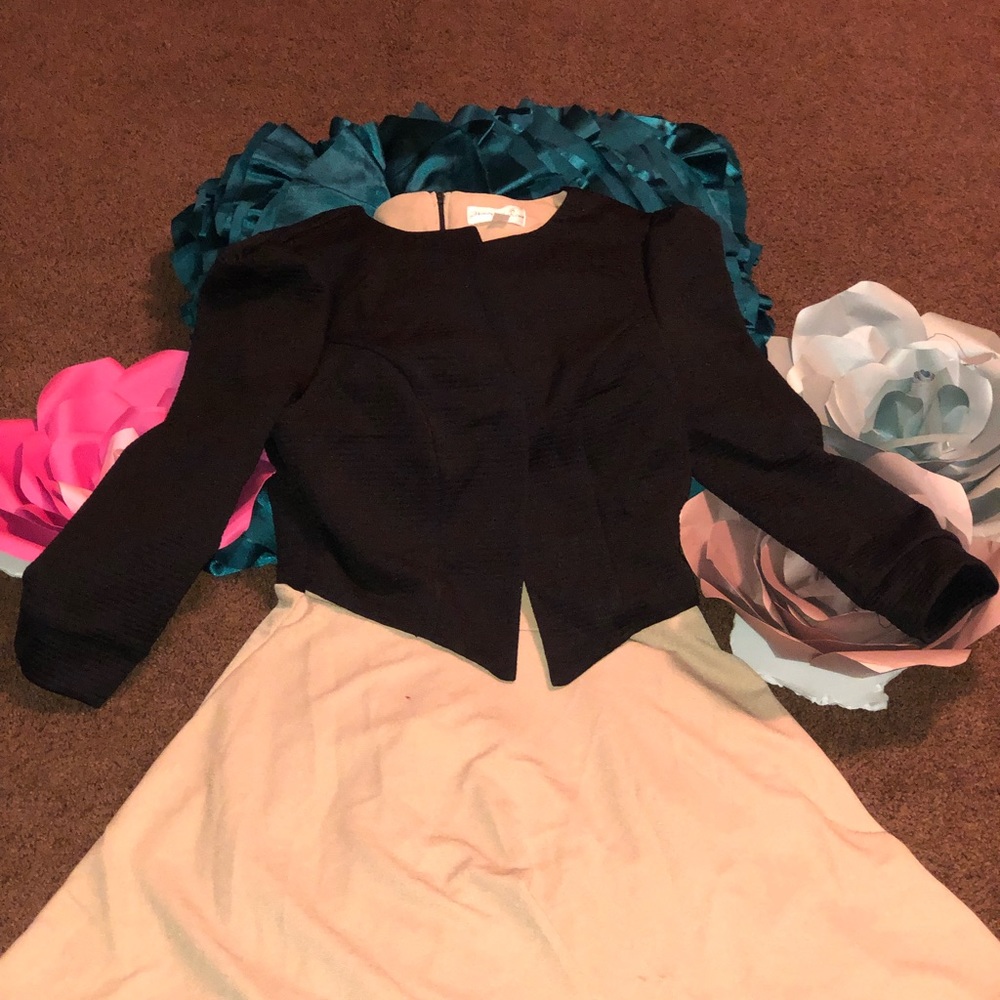 Black and Tan dress faux jacket